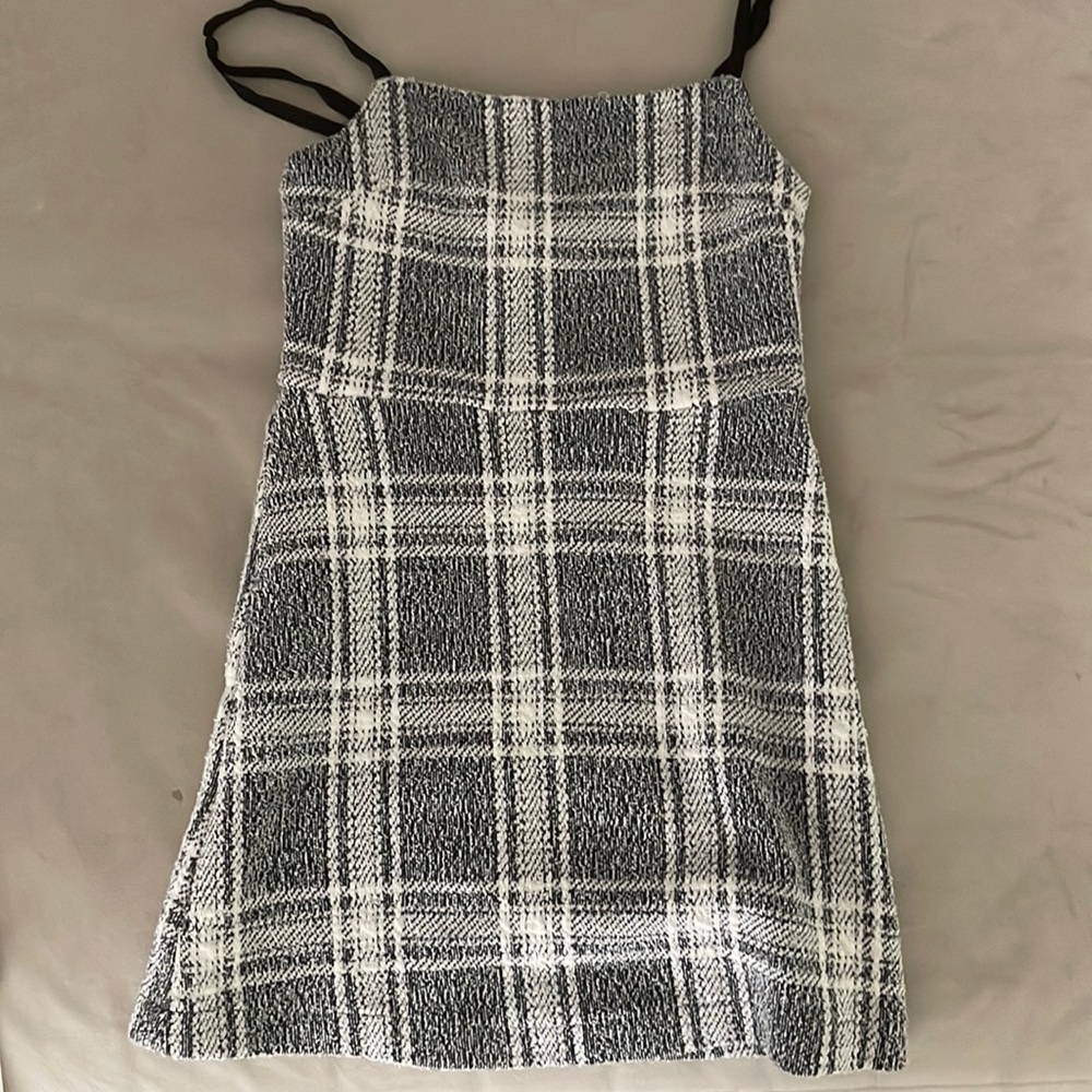 urban outfitters gray plaid mini dress